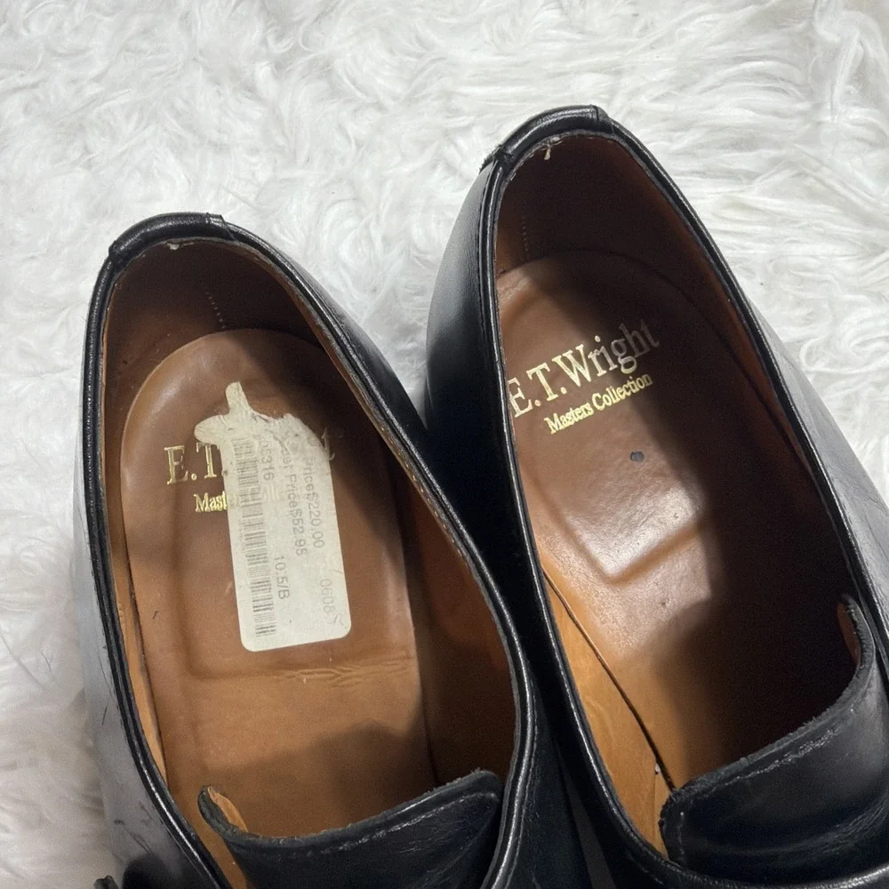 Vintage Made England Monk Strap Dress Shoes‎ Oxfords E.T Wright Black Mens 10.5